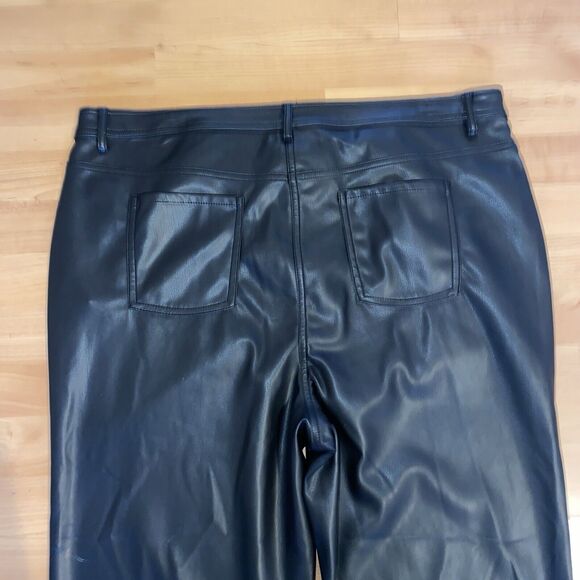 HALOGEN Nordstrom Faux Leather Straight Leg‎ Trousers Black Pants -Size 18W NEW - Picture 10 of 11